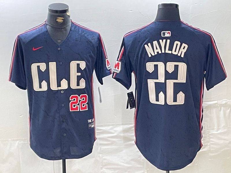 Men Cleveland Indians #22 Naylor Blue City Edition Nike 2024 MLB Jersey style 3->cleveland indians->MLB Jersey